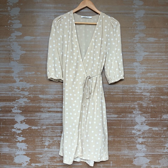 SAMSOE SAMSOE Britt Wrap Dress Rice Doodle Dot Preppy Classic Womens XS - Picture 2 of 6
